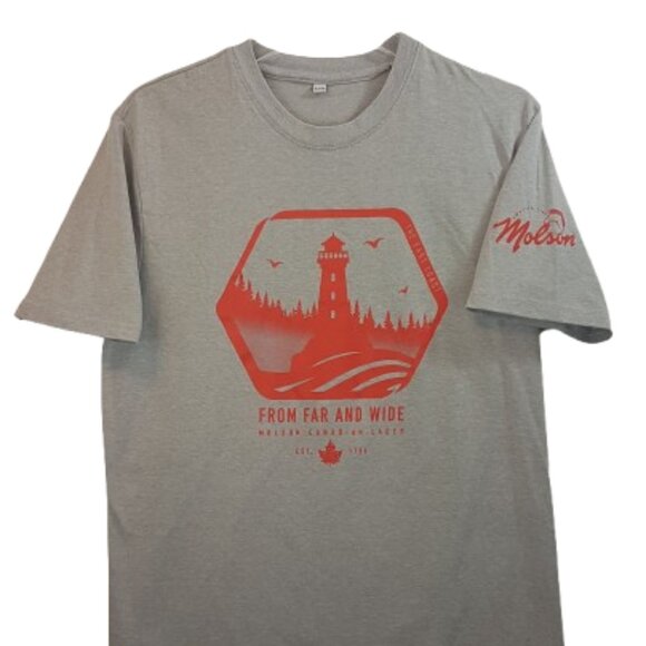 Vintage MOLSON CANADIAN Tee Shirt Large US L Beer Shirt Far and Wide Lighthouse - Picture 9 of 15